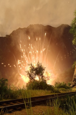 Взрыв в кустах обои