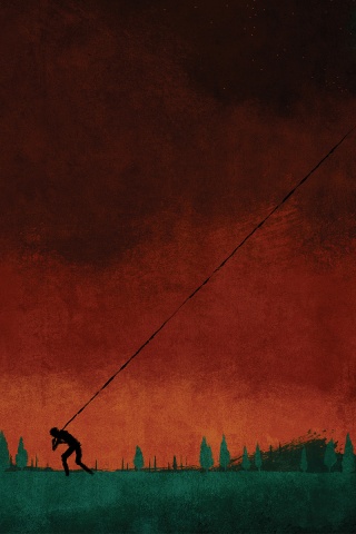 Человек тянущий звезду обои