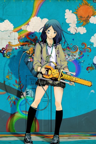 Девушка с бензопилой обои