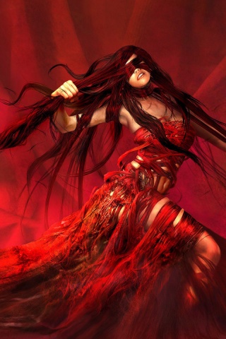 Девушка в красной мантии обои