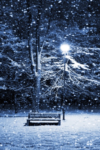 Ночь..улица..фонарь..скамейка.. обои