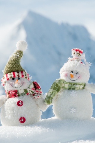 Три снеговика обои