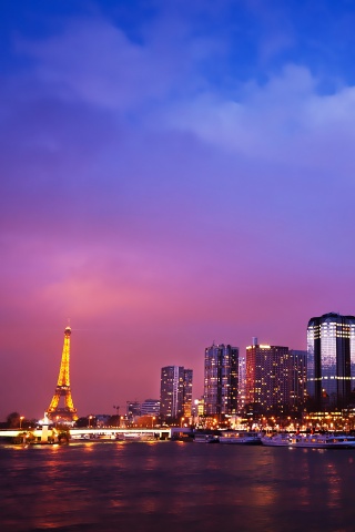 Вид на ночной Париж обои