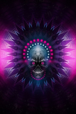 Неоновый череп обои