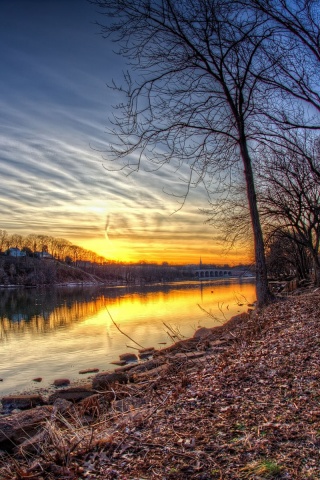 Осенний закат обои