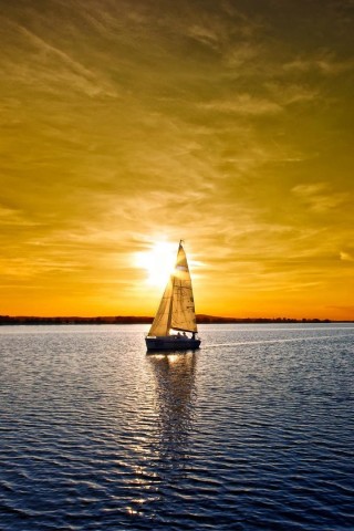 Яхта на закате обои