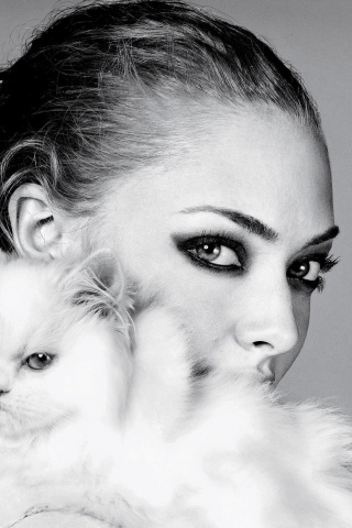 Девушка с кошкой обои