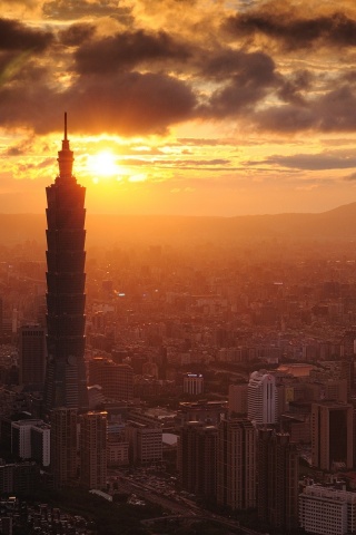 Башня на закате обои