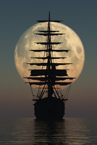 Корабль со спущенными парусами обои