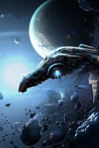 Космические корабли в поясе метеоритов обои