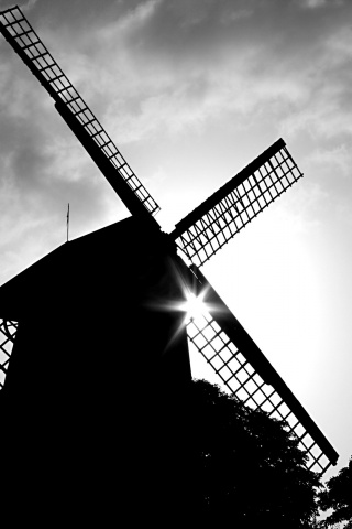 Силуэт мельницы обои