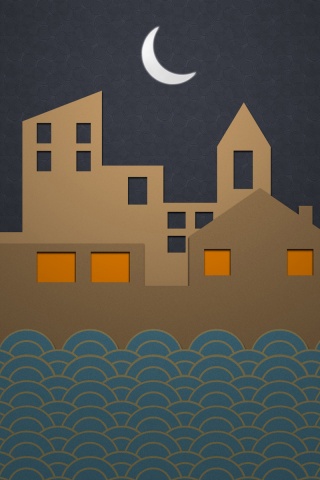 Ночной город на реке обои