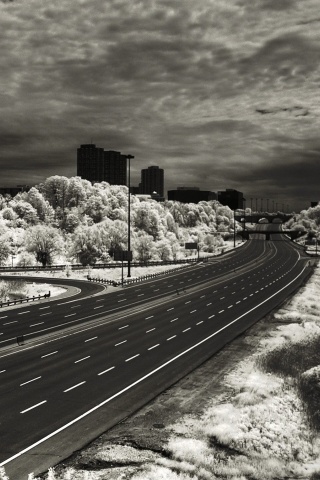 Черно-белое шоссе обои