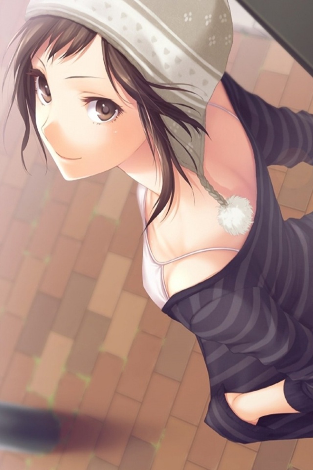 Девушка с гитарным чехлом обои