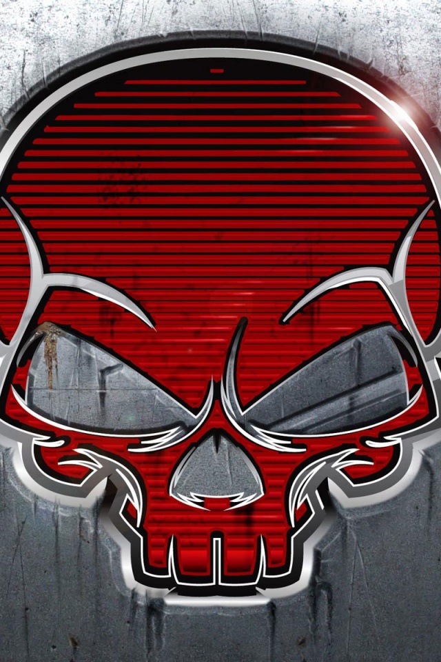 Красный череп лого обои