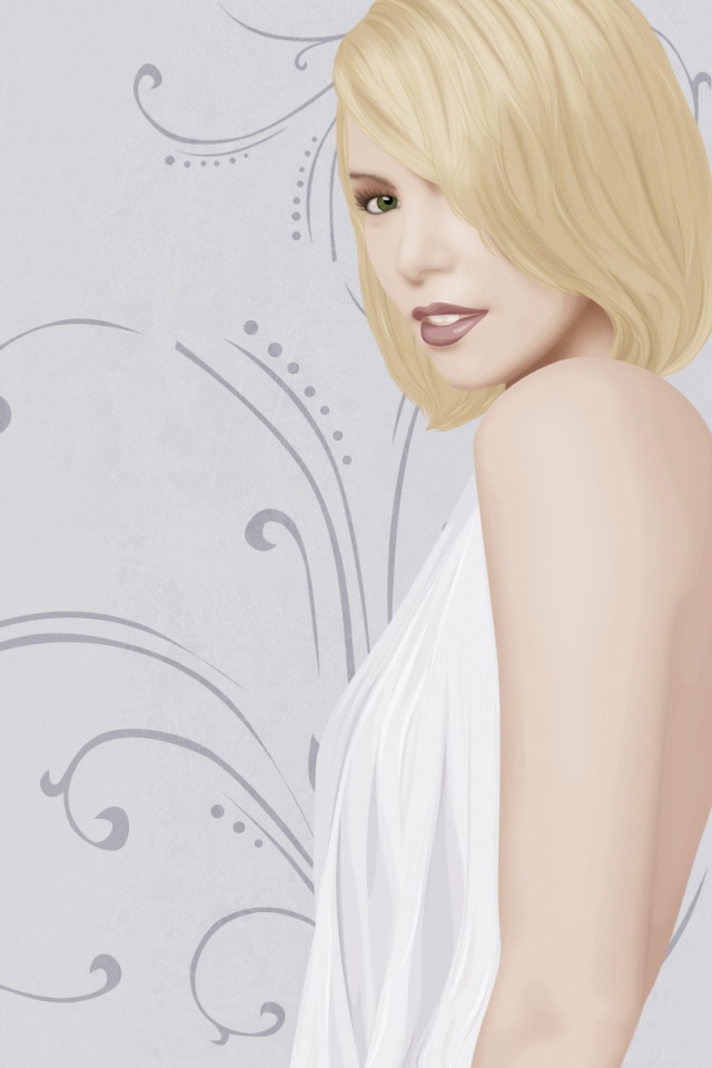 Нарисованная блондинка обои