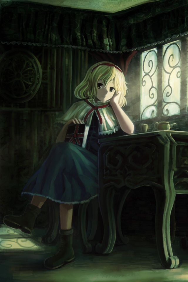 Девочка за столом с книгами обои