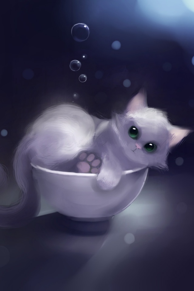 Котёнок в миске обои