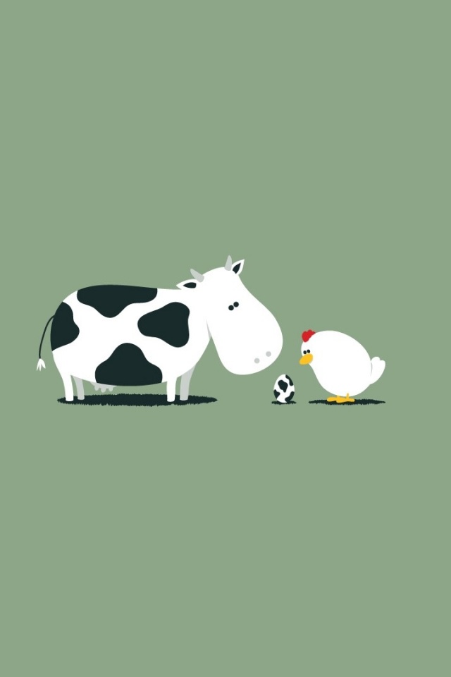 Корова + курица обои