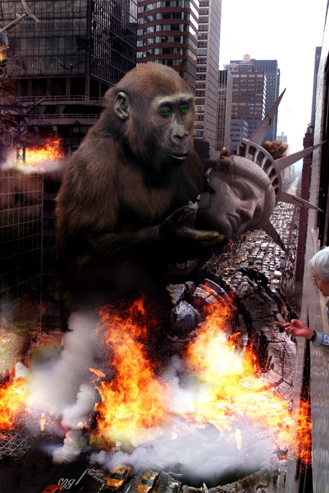 Обезьяна терроизирует Нью-Йорк обои