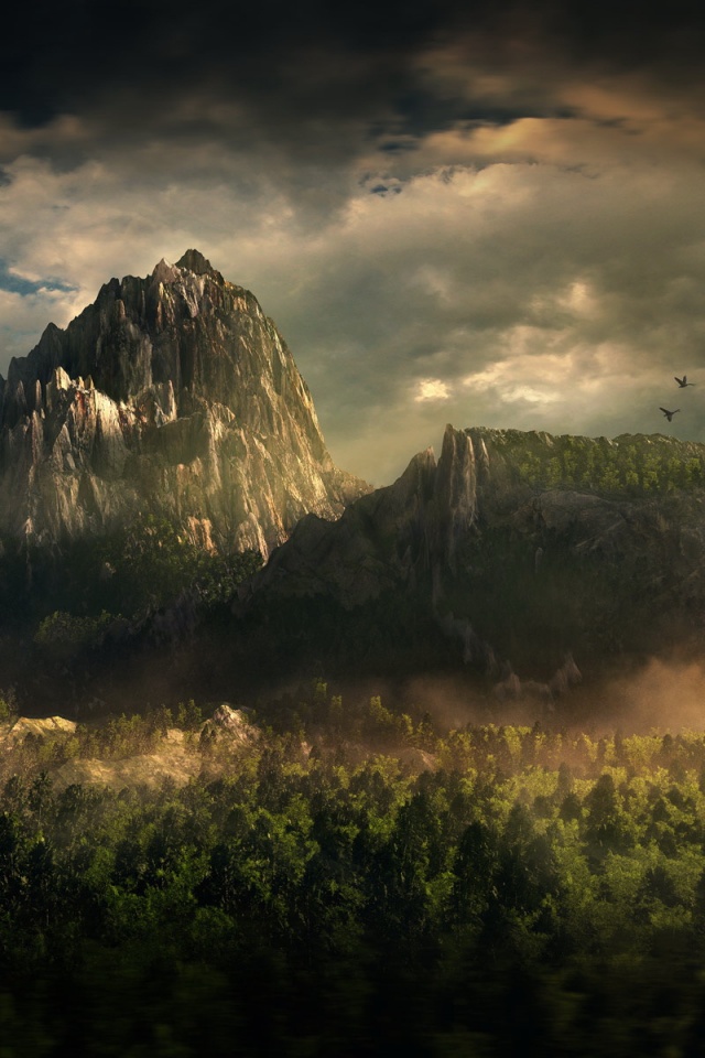 Горы посреди джунглей обои