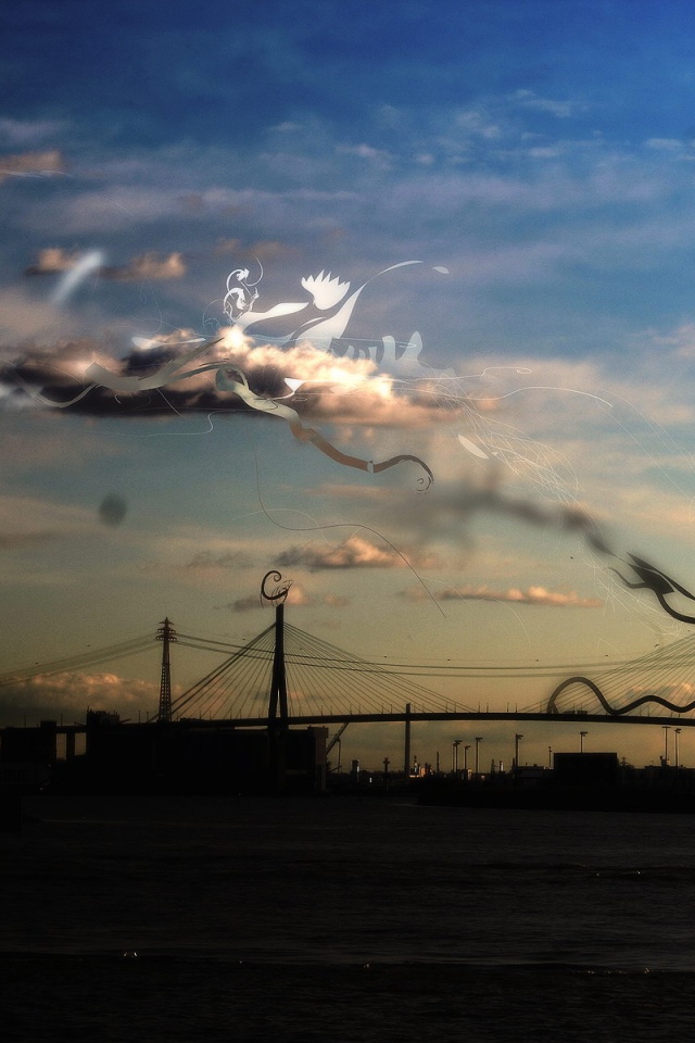 Абстракиця над мостом обои