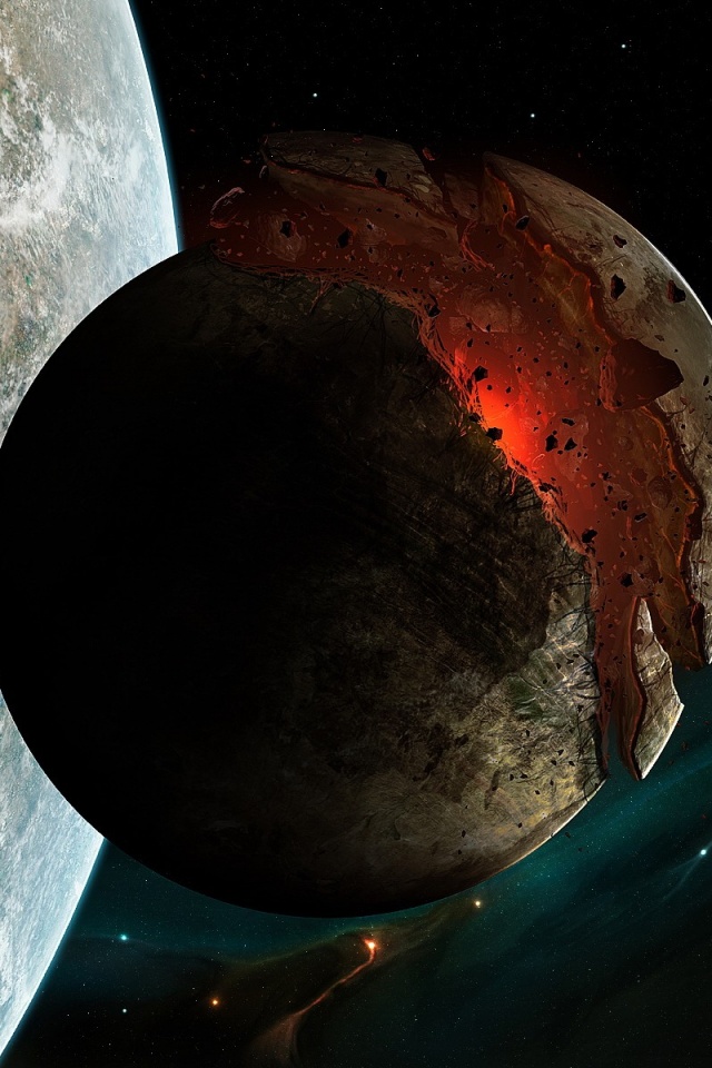 Спутник раскалывается пополам обои