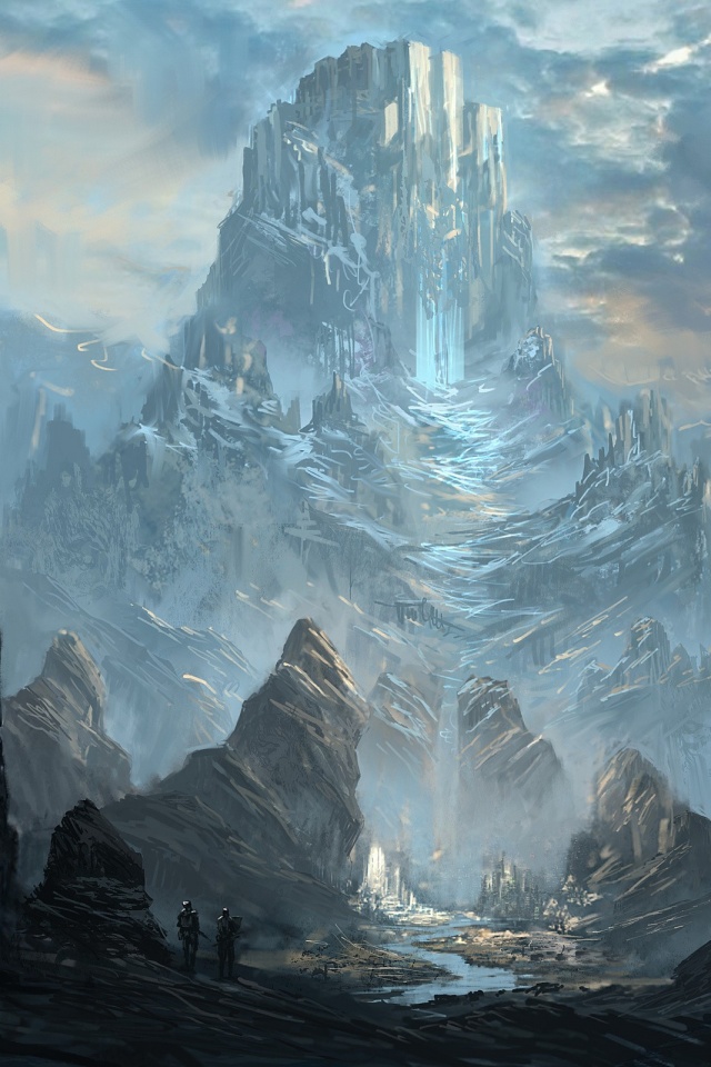 Город в горах обои