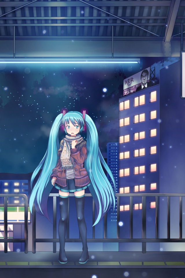 Девочка на остановке обои