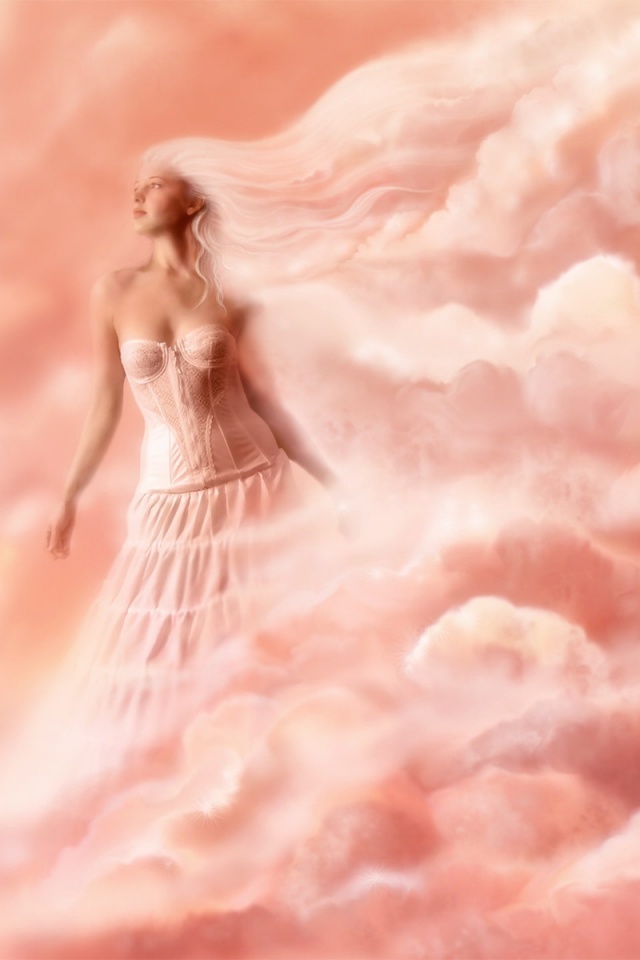 Девушка на облаках обои