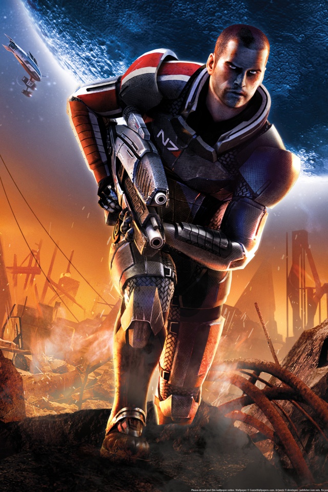 Капитан Шепард на руинах обои