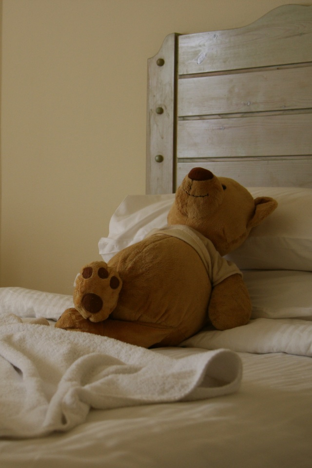 Медвежонок в постели обои