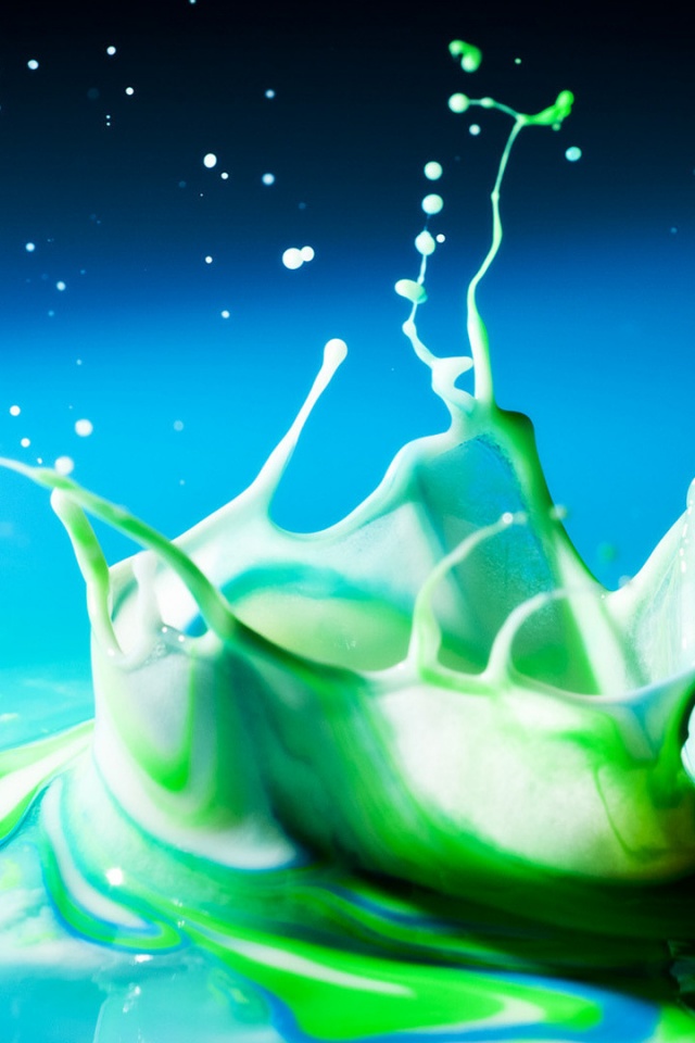 Брызги зеленой краски обои