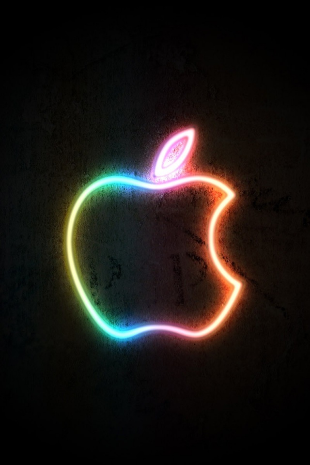 Неоновое лого Эпл обои
