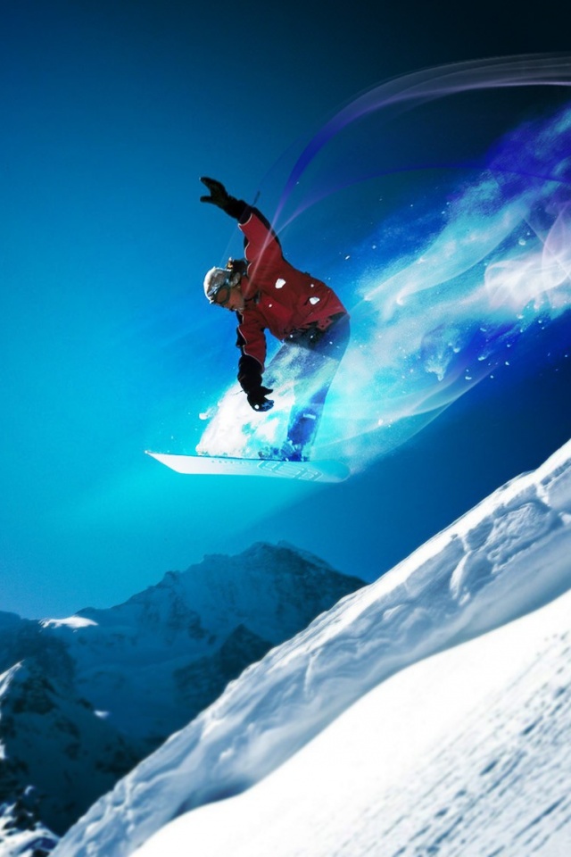 Сноубордист в прыжке обои