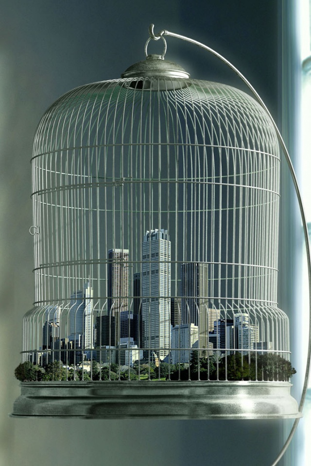 Город в клетке обои