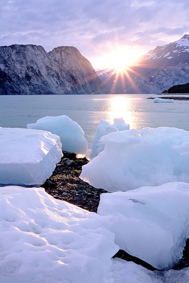 Зимнее горное озеро обои