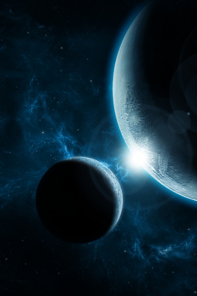 Планета и спутник обои