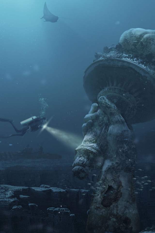 Затопленный Нью-Йорк обои