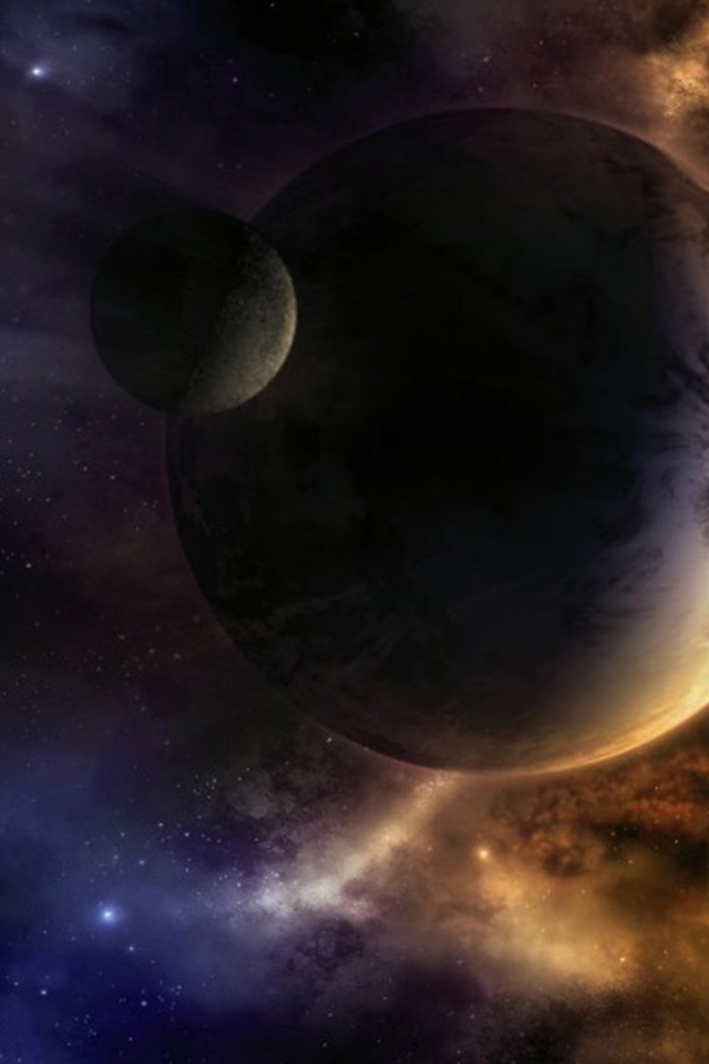 Планета с одним спутником обои