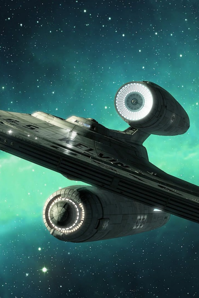 Космический корабль с двумя двигателями обои