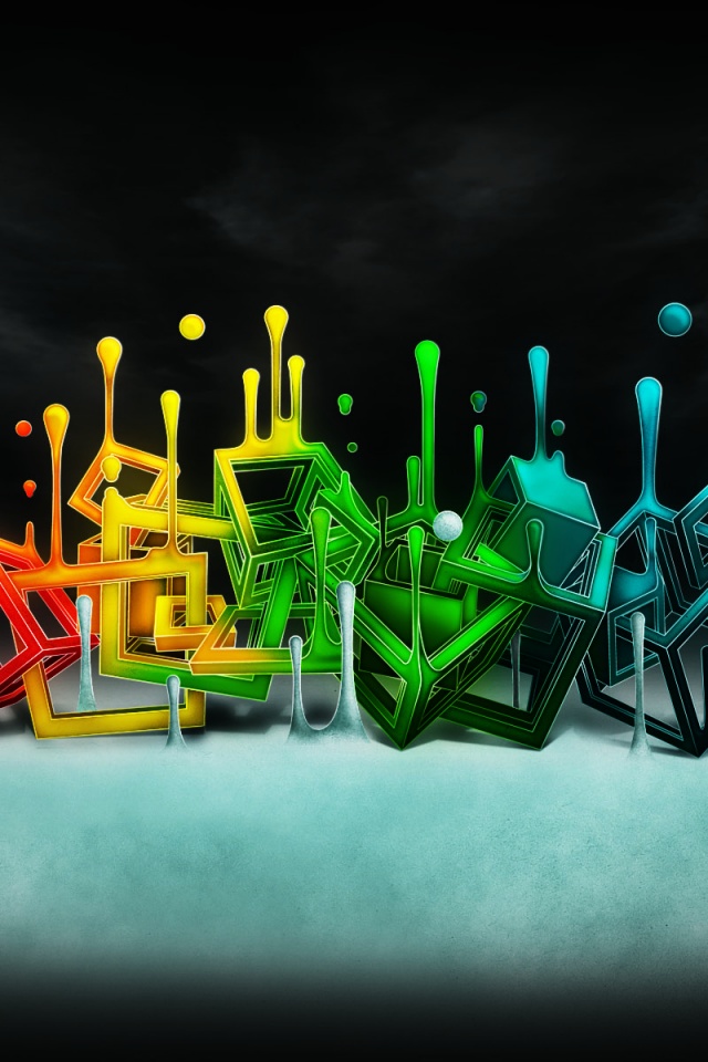 Цветные переплетающиеся кубы обои