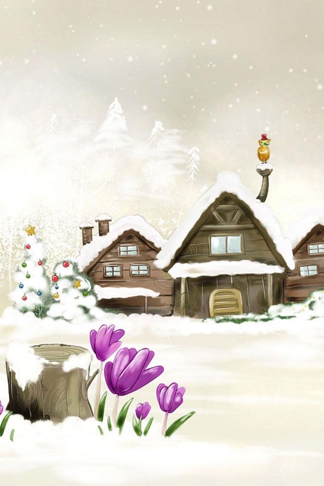 Деревня в новый год обои