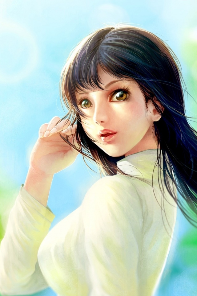 Девушка вполоборота обои