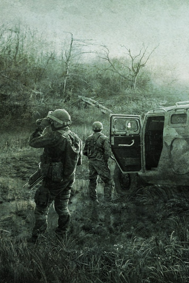 Солдаты из сталкера на болоте обои