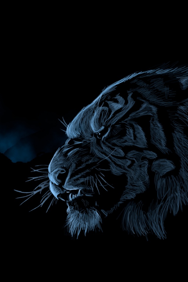 Рисунок грозного тигра обои