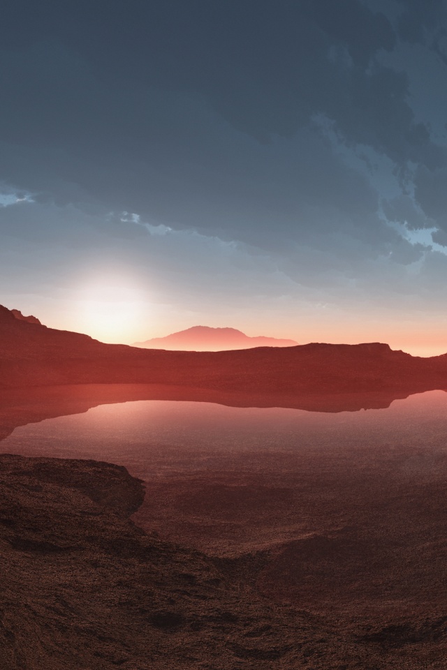 Озеро в каменистой пустыне обои