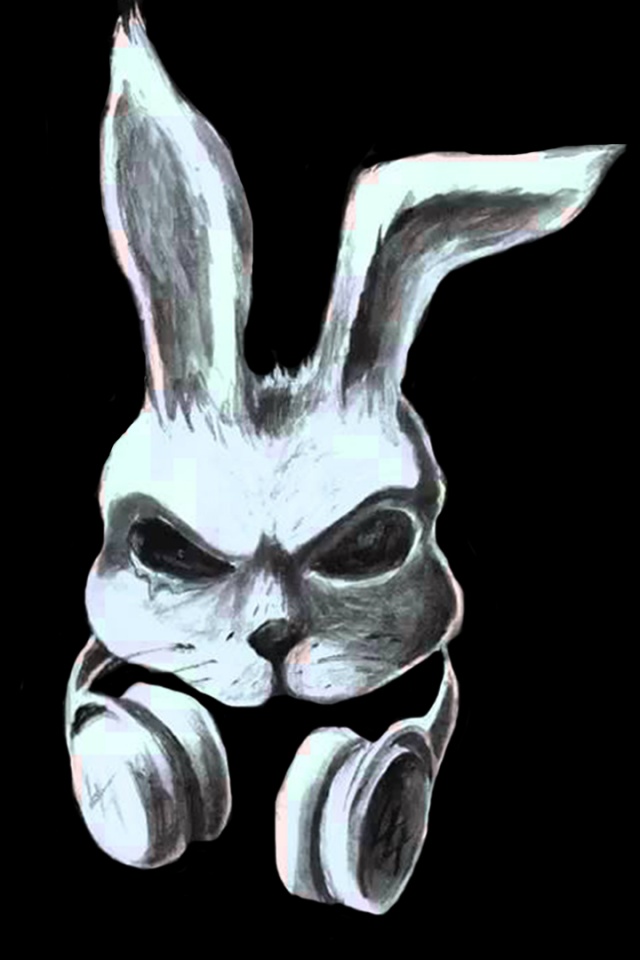 Кролик в наушниках обои