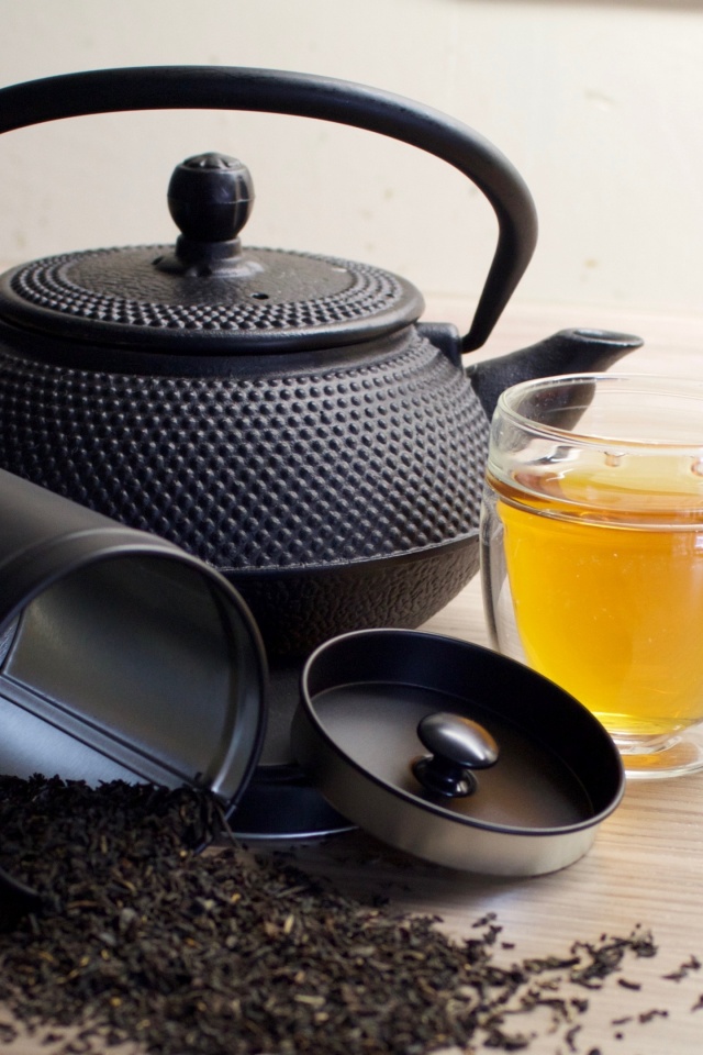 Черный чайный набор обои