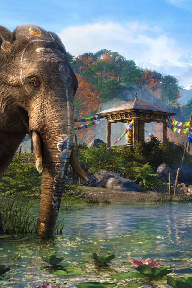 Слоники у воды обои